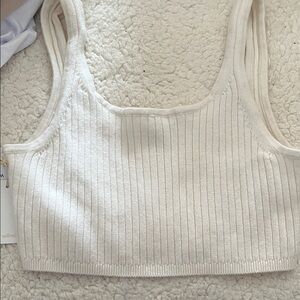 Aritzia Ribbed Knit Crop Top - oak